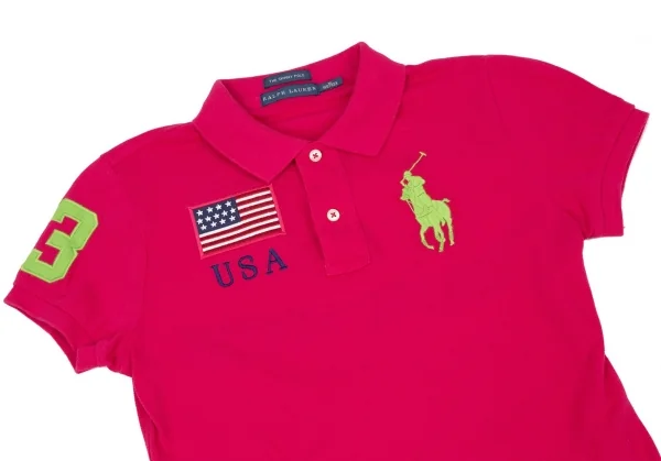 ラルフローレンRalph Lauren ナンバリング刺繍ポロシャツ ピンクM K-107888_003