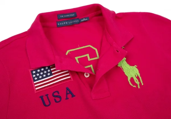 ラルフローレンRalph Lauren ナンバリング刺繍ポロシャツ ピンクM K-107888_006