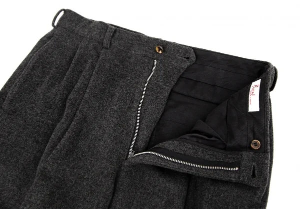 パパスPapas ウールツータックテーパードパンツ グレーM K-107900_005