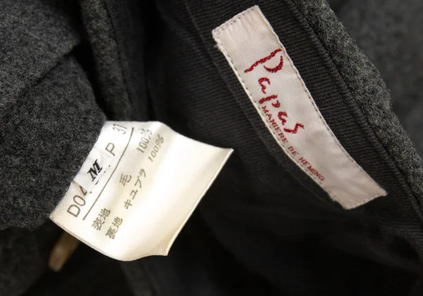 パパスPapas ウールツータックテーパードパンツ グレーM K-107900_020