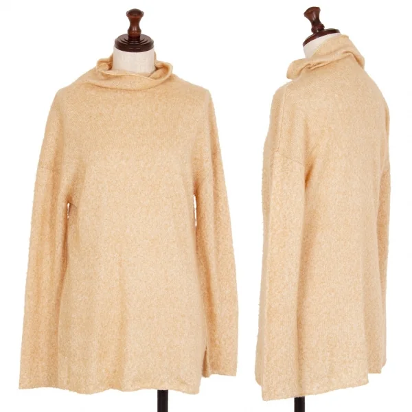 ヨシエイナバYOSHIE INABA シルクカシミヤタートルネックニットセーター ベージュ11 K-107906_001