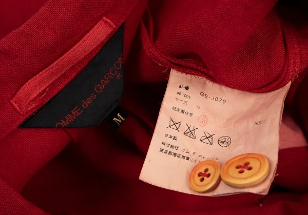 コムデギャルソンCOMME des GARCONSリネン製品染めジャケット 赤M K-107910_019