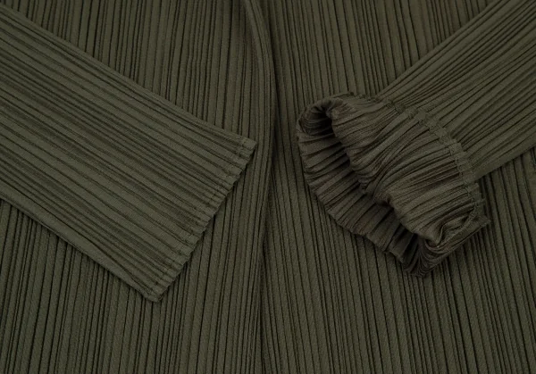 プリーツプリーズPLEATS PLEASE プリーツボタンレステーラードジャケット カーキ3 K-107947_005