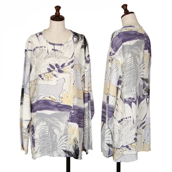 バジュラbajra ボタニカルグラフィックプリントトップス 白グレー他L位 K-107953_001