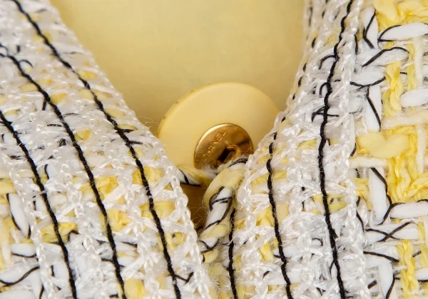 シャネルCHANEL ファンシーツイードハウンドトゥースノーカラージャケット 黄40 K-107958_005