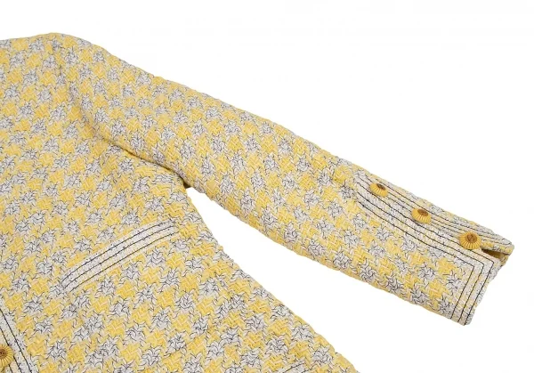 シャネルCHANEL ファンシーツイードハウンドトゥースノーカラージャケット 黄40 K-107958_006