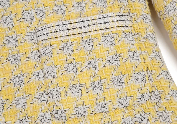 シャネルCHANEL ファンシーツイードハウンドトゥースノーカラージャケット 黄40 K-107958_009