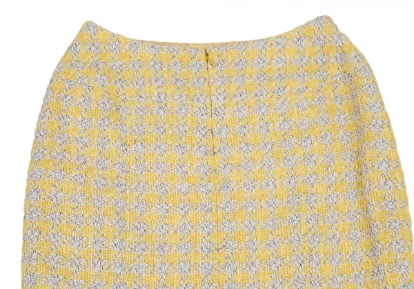 シャネルCHANEL ファンシーツイードハウンドトゥースボタンスリットスカート 40 黄M位 K-107959_010