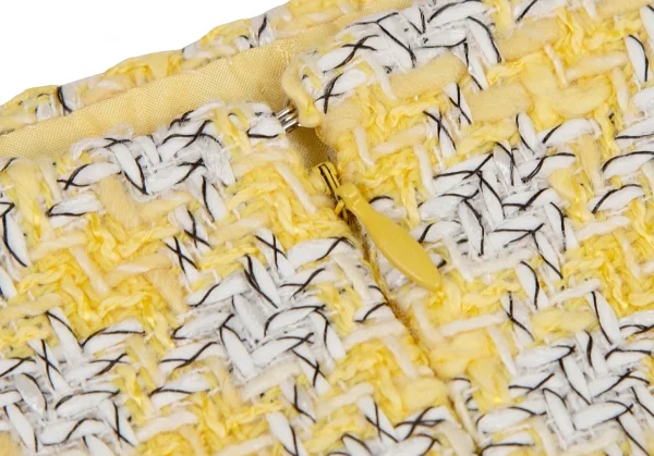 シャネルCHANEL ファンシーツイードハウンドトゥースボタンスリットスカート 40 黄M位 K-107959_011