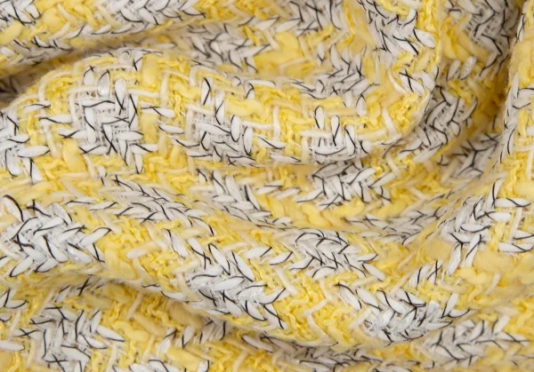 シャネルCHANEL ファンシーツイードハウンドトゥースボタンスリットスカート 40 黄M位 K-107959_014