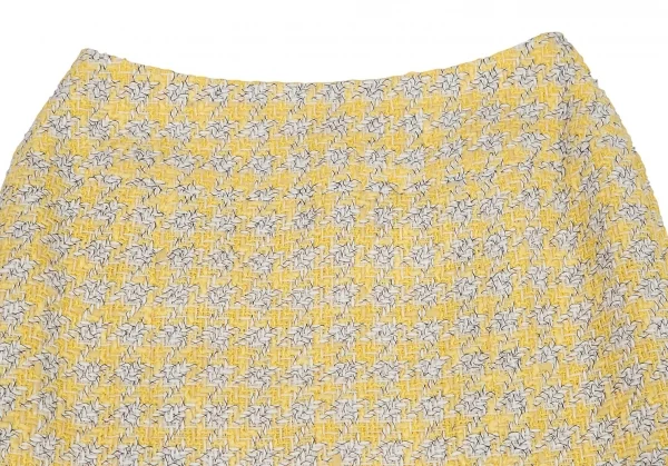 シャネルCHANEL ファンシーツイードハウンドトゥースボタンスリットスカート 40 黄M位 K-107959_003