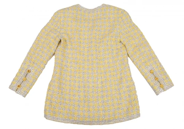 シャネルCHANEL ファンシーツイードハウンドトゥースセットアップスーツ 黄40 K-107960_009