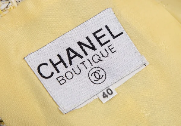 シャネルCHANEL ファンシーツイードハウンドトゥースセットアップスーツ 黄40 K-107960_010