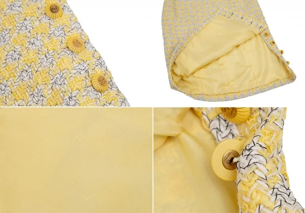 シャネルCHANEL ファンシーツイードハウンドトゥースセットアップスーツ 黄40 K-107960_015