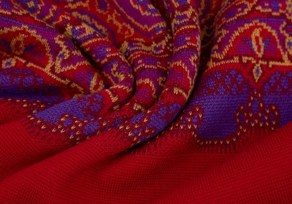 イヴサンローランYves Saint Laurent ペイズリージャガードニットワンピース 赤M K-107961_013