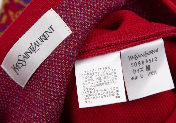 イヴサンローランYves Saint Laurent ペイズリージャガードニットワンピース 赤M K-107961_014
