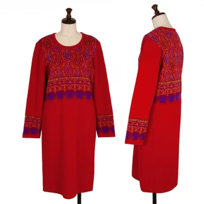 イヴサンローランYves Saint Laurent ペイズリージャガードニットワンピース 赤