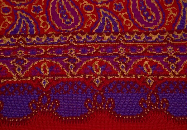 イヴサンローランYves Saint Laurent ペイズリージャガードニットワンピース 赤M K-107961_007