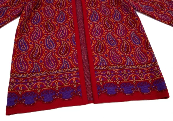 イヴサンローランYves Saint Laurent ペイズリージャガードニットカーディガン 赤M K-107962_007