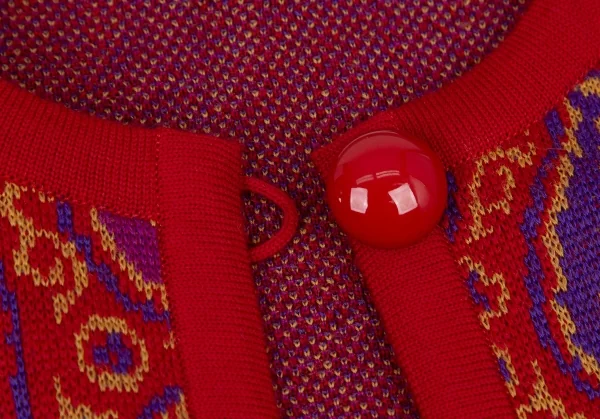 イヴサンローランYves Saint Laurent ペイズリージャガードニットアンサンブルワンピース 赤M K-107963_014