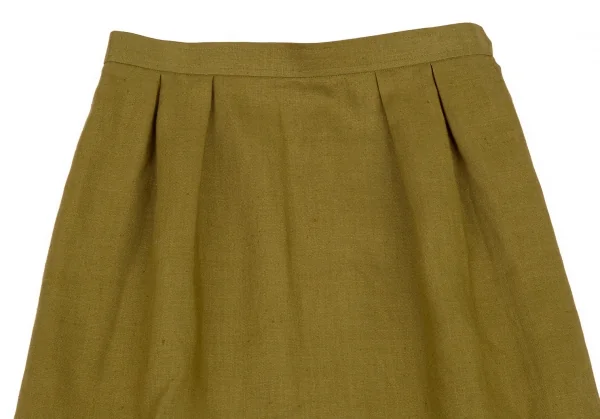 イヴサンローランYves Saint Laurent リネン台形スカート カーキL K-107965_003