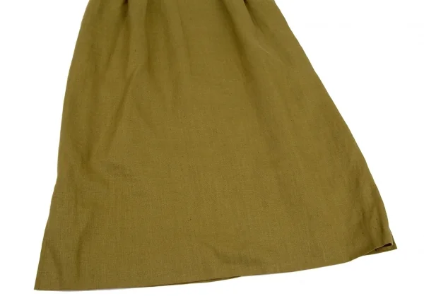 イヴサンローランYves Saint Laurent リネン台形スカート カーキL K-107965_006