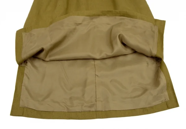 イヴサンローランYves Saint Laurent リネン台形スカート カーキL K-107965_007