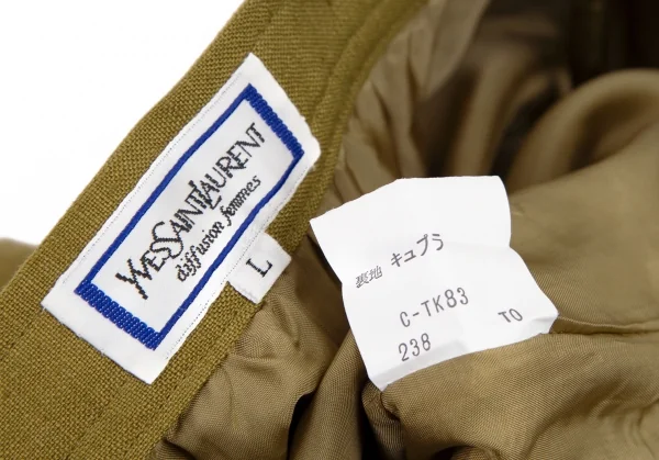 イヴサンローランYves Saint Laurent リネン金ボタンダブルセットアップスーツ カーキS・L K-107966_019