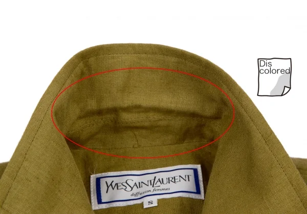 イヴサンローランYves Saint Laurent リネン金ボタンダブルセットアップスーツ カーキS・L K-107966_005