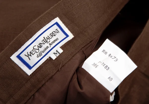 イヴサンローランYves Saint Laurent リネン台形スカート 茶M K-107968_012
