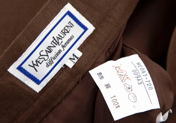 イヴサンローランYves Saint Laurent リネン台形スカート 茶M K-107968_013