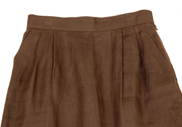 イヴサンローランYves Saint Laurent リネン台形スカート 茶M K-107968_003