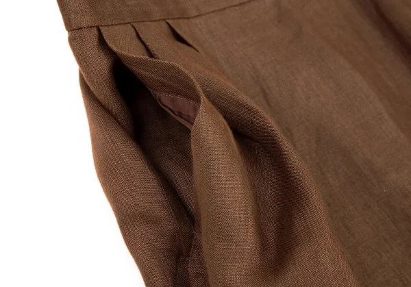 イヴサンローランYves Saint Laurent リネン台形スカート 茶M K-107968_005