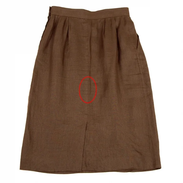 イヴサンローランYves Saint Laurent リネン台形スカート 茶M K-107968_007