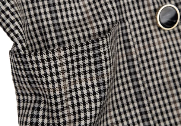 イヴサンローランYves Saint Laurent シェパードチェックノーカラーダブルジャケット オフ黒M K-107970_011