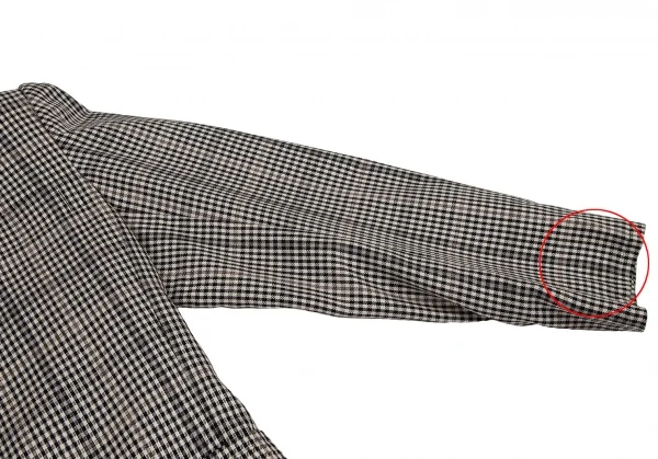 イヴサンローランYves Saint Laurent シェパードチェックノーカラーダブルジャケット オフ黒M K-107970_004