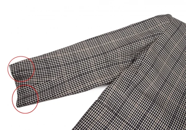 イヴサンローランYves Saint Laurent シェパードチェックノーカラーダブルジャケット オフ黒M K-107970_006