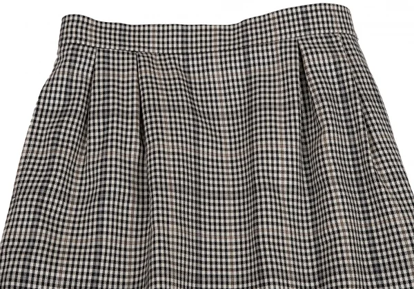 イヴサンローランYves Saint Laurent シェパードチェックツータックスカート オフ黒L K-107971_003