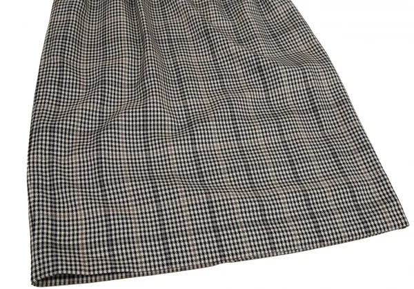 イヴサンローランYves Saint Laurent シェパードチェックツータックスカート オフ黒L K-107971_006