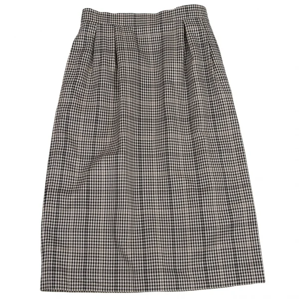 イヴサンローランYves Saint Laurent シェパードチェックノーカラーダブルセットアップスーツ オフ黒M・L K-107972_015