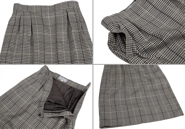 イヴサンローランYves Saint Laurent シェパードチェックノーカラーダブルセットアップスーツ オフ黒M・L K-107972_016