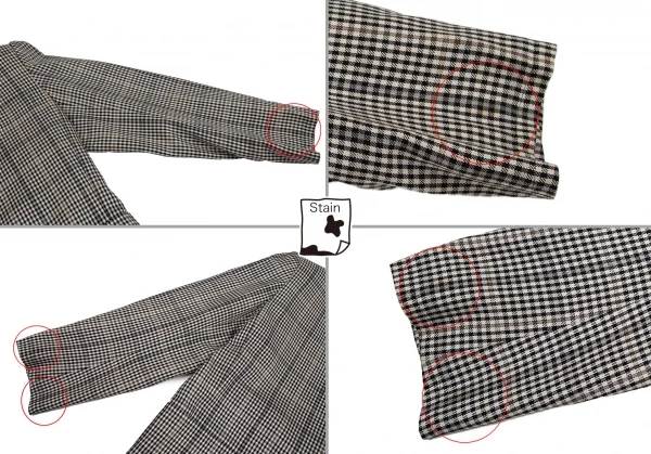 イヴサンローランYves Saint Laurent シェパードチェックノーカラーダブルセットアップスーツ オフ黒M・L K-107972_005