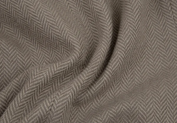 イヴサンローランYves Saint Laurent ウールヘリンボーンノーカラージャケット モスグレーM K-107973_012