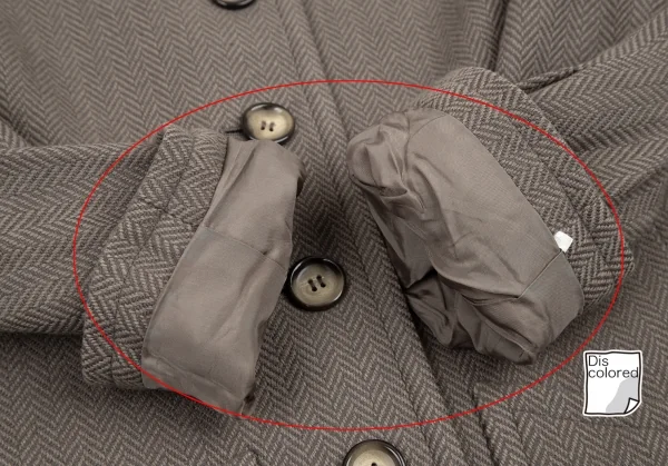 イヴサンローランYves Saint Laurent ウールヘリンボーンノーカラージャケット モスグレーM K-107973_007