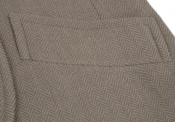 イヴサンローランYves Saint Laurent ウールヘリンボーンノーカラージャケット モスグレーM K-107973_009