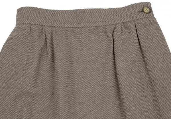 イヴサンローランYves Saint Laurent ウールヘリンボーンスカート モスグレーM K-107974_003