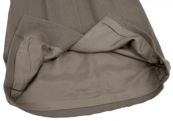 イヴサンローランYves Saint Laurent ウールヘリンボーンスカート モスグレーM K-107974_009