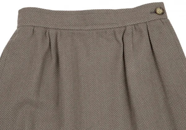 イヴサンローランYves Saint Laurent ウールヘリンボーンノーカラーセットアップスーツ モスグレーM K-107975_011