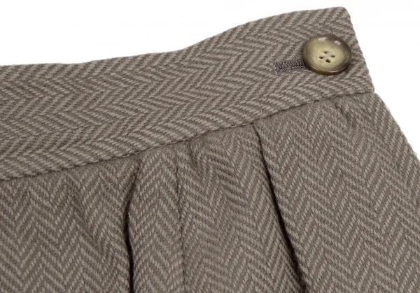 イヴサンローランYves Saint Laurent ウールヘリンボーンノーカラーセットアップスーツ モスグレーM K-107975_012