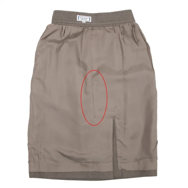 イヴサンローランYves Saint Laurent ウールヘリンボーンノーカラーセットアップスーツ モスグレーM K-107975_017